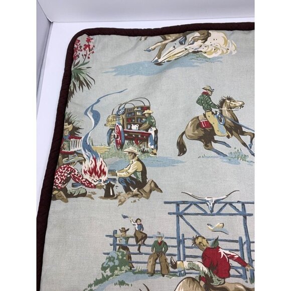 Western Cowboy Rodeo Pillow Cover Sham Handmade Vintage Horse Boy Nursery 26" - Picture 6 of 14